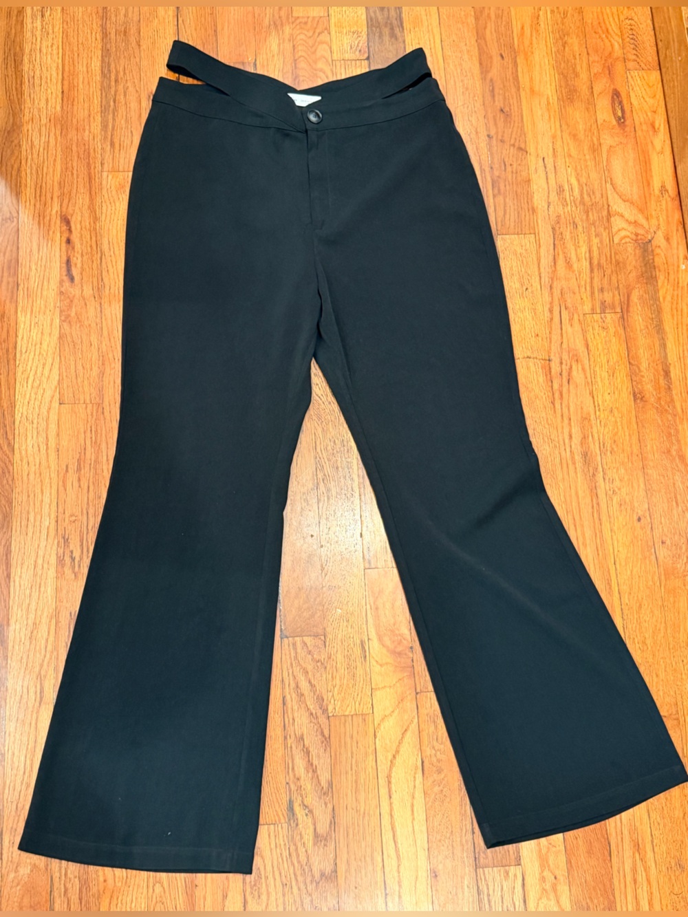 Elodie Black High-Waist Tailored Trousers with cut Put Waistband